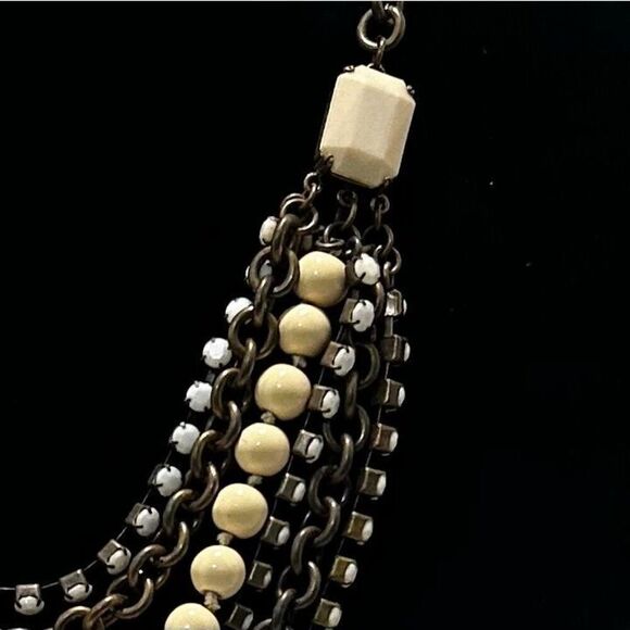 Vtg Talbots Multi-Layered Necklace 9" Black Cream Multi-Chain Adjustable Signed - Picture 4 of 7